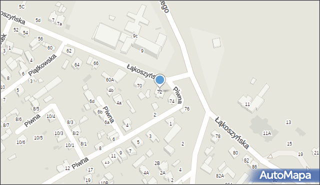 Kutno, Łąkoszyńska, 72, mapa Kutno