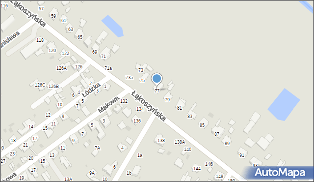 Kutno, Łąkoszyńska, 77, mapa Kutno