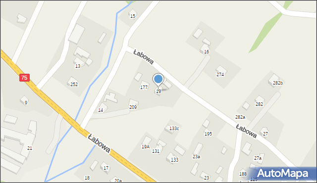 Łabowa, Łabowa, 19, mapa Łabowa