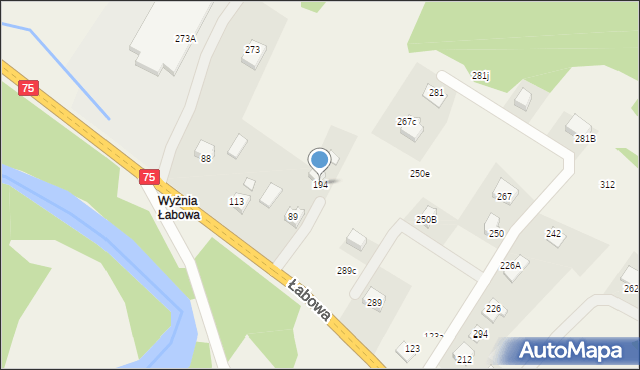 Łabowa, Łabowa, 194, mapa Łabowa