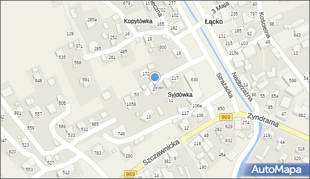 Łącko, Łącko, 17, mapa Łącko