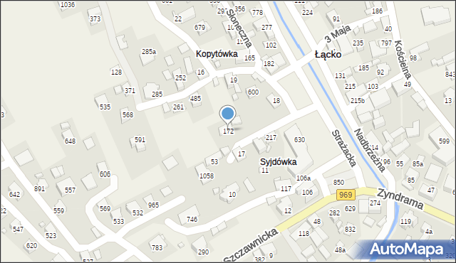 Łącko, Łącko, 172, mapa Łącko