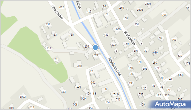 Łącko, Łącko, 209, mapa Łącko