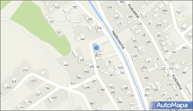 Łącko, Łącko, 361, mapa Łącko