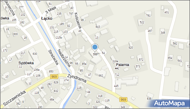 Łącko, Łącko, 599, mapa Łącko
