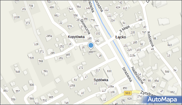 Łącko, Łącko, 600, mapa Łącko