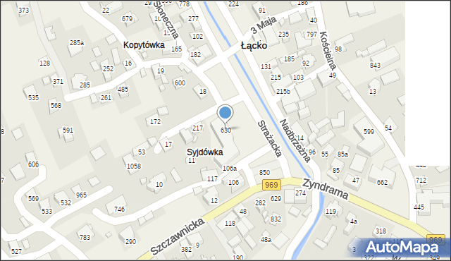 Łącko, Łącko, 630, mapa Łącko