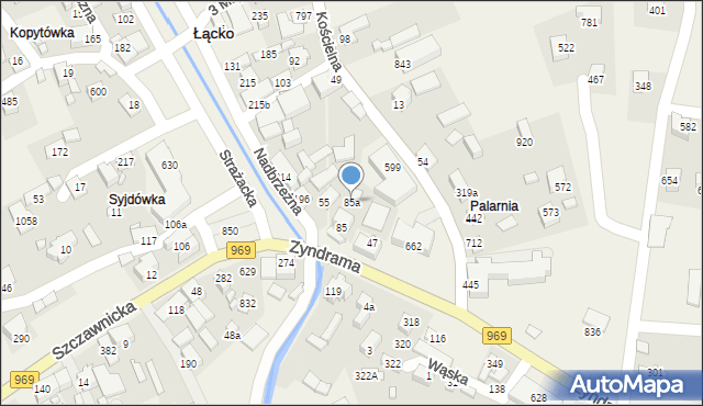 Łącko, Łącko, 85a, mapa Łącko