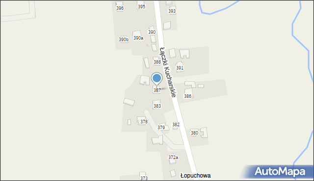 Łączki Kucharskie, Łączki Kucharskie, 387, mapa Łączki Kucharskie