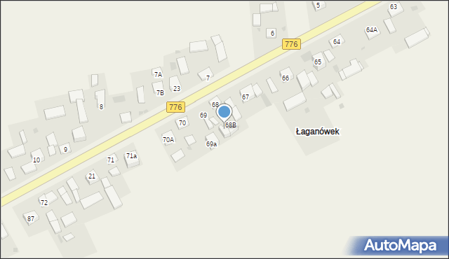 Łaganów, Łaganów, 68a, mapa Łaganów