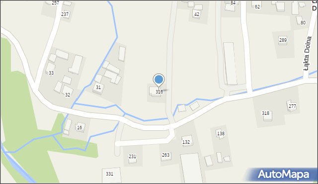 Łąkta Dolna, Łąkta Dolna, 316, mapa Łąkta Dolna