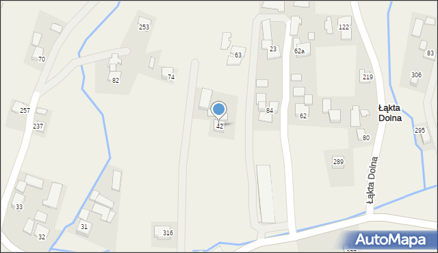 Łąkta Dolna, Łąkta Dolna, 42, mapa Łąkta Dolna