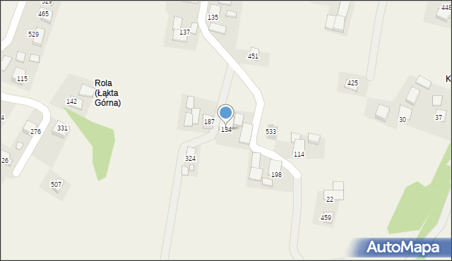 Łąkta Górna, Łąkta Górna, 134, mapa Łąkta Górna