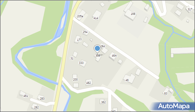 Łąkta Górna, Łąkta Górna, 308, mapa Łąkta Górna