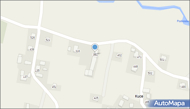 Łąkta Górna, Łąkta Górna, 361, mapa Łąkta Górna