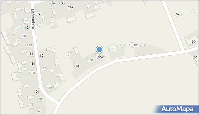 Łańcuchów, Łańcuchów, 100A, mapa Łańcuchów