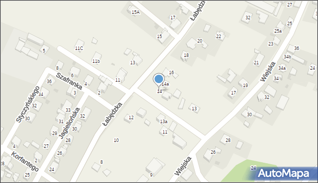Łany Wielkie, Łabędzka, 14, mapa Łany Wielkie
