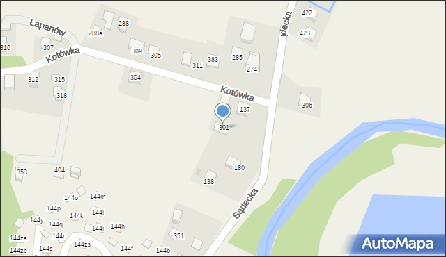 Łapanów, Łapanów, 301, mapa Łapanów