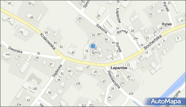 Łapanów, Łapanów, 76, mapa Łapanów