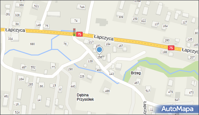 Łapczyca, Łapczyca, 206, mapa Łapczyca