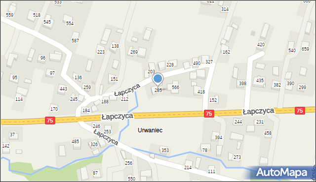 Łapczyca, Łapczyca, 285, mapa Łapczyca