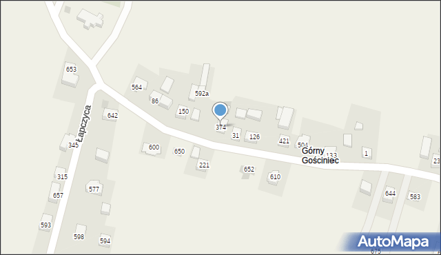 Łapczyca, Łapczyca, 374, mapa Łapczyca