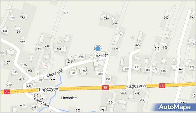Łapczyca, Łapczyca, 490, mapa Łapczyca