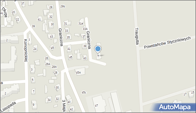 Łapy, Langiewicza Mariana, gen., 7, mapa Łapy