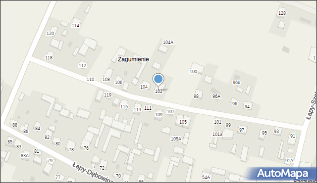 Łapy-Dębowina, Łapy-Dębowina, 102, mapa Łapy-Dębowina