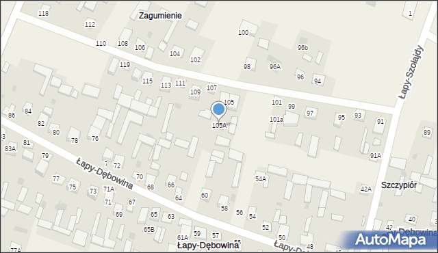 Łapy-Dębowina, Łapy-Dębowina, 105A, mapa Łapy-Dębowina