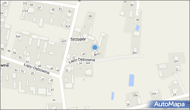 Łapy-Dębowina, Łapy-Dębowina, 38, mapa Łapy-Dębowina