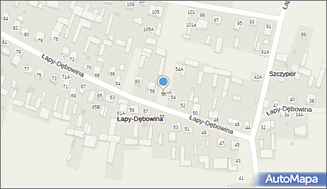 Łapy-Dębowina, Łapy-Dębowina, 56, mapa Łapy-Dębowina