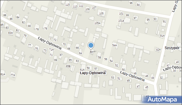 Łapy-Dębowina, Łapy-Dębowina, 60, mapa Łapy-Dębowina