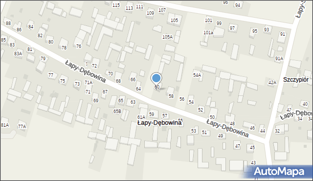 Łapy-Dębowina, Łapy-Dębowina, 62, mapa Łapy-Dębowina