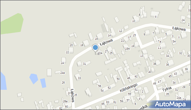 Łask, Łąkowa, 29, mapa Łask