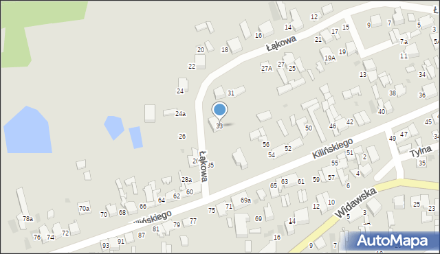 Łask, Łąkowa, 33, mapa Łask
