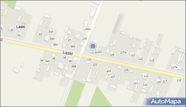 Laski, Laski, 102A, mapa Laski