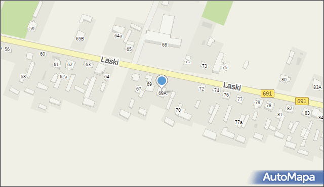 Laski, Laski, 69A, mapa Laski