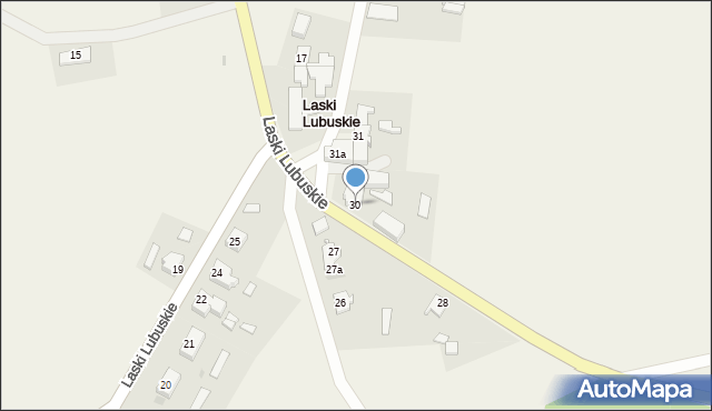 Laski Lubuskie, Laski Lubuskie, 30, mapa Laski Lubuskie