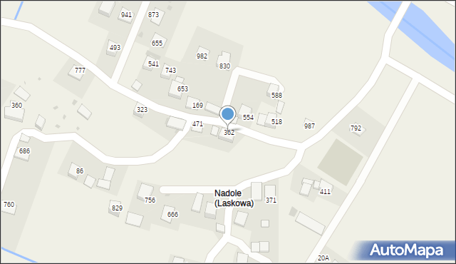 Laskowa, Laskowa, 362, mapa Laskowa