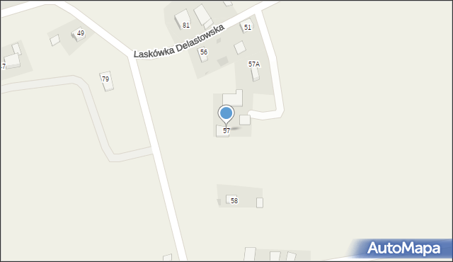 Laskówka Delastowska, Laskówka Delastowska, 57, mapa Laskówka Delastowska