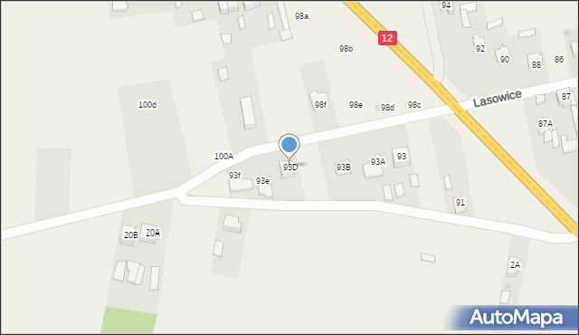 Lasowice, Lasowice, 93D, mapa Lasowice