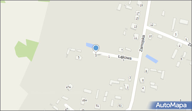 Łaszczów, Łąkowa, 3, mapa Łaszczów