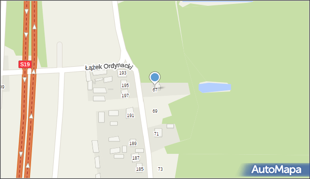 Łążek Ordynacki, Łążek Ordynacki, 67, mapa Łążek Ordynacki