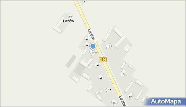 Łazów, Łazów, 11, mapa Łazów