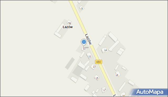 Łazów, Łazów, 12, mapa Łazów