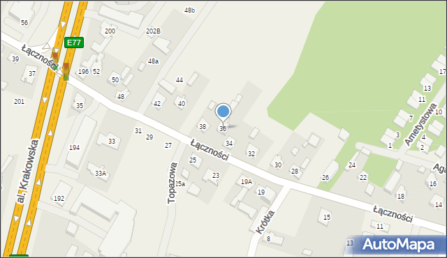 Łazy, Łączności, 36, mapa Łazy