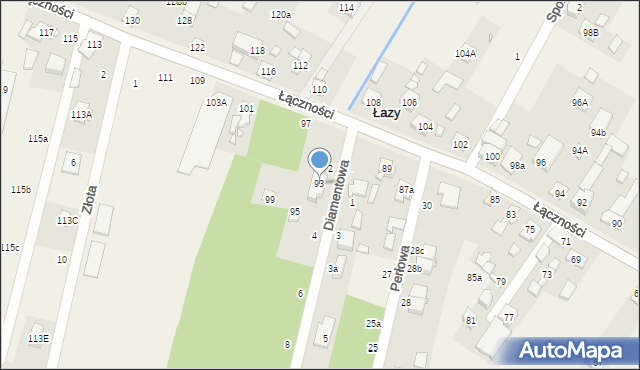 Łazy, Łączności, 93, mapa Łazy