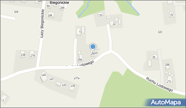 Łazy Biegonickie, Łazy Biegonickie, 257, mapa Łazy Biegonickie