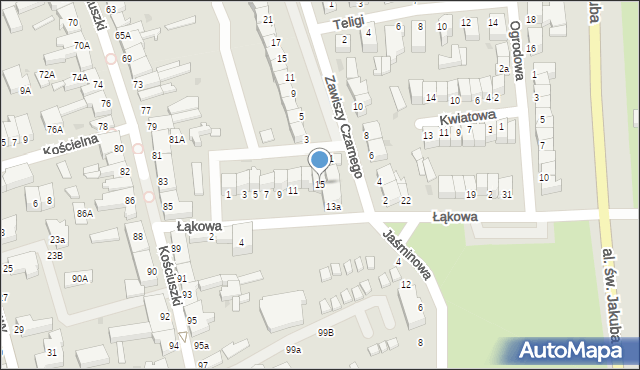 Łeba, Łąkowa, 15, mapa Łeba